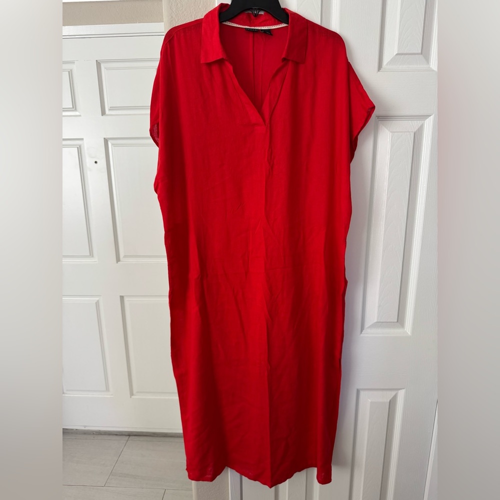 Tahari Red Dress with White Trim